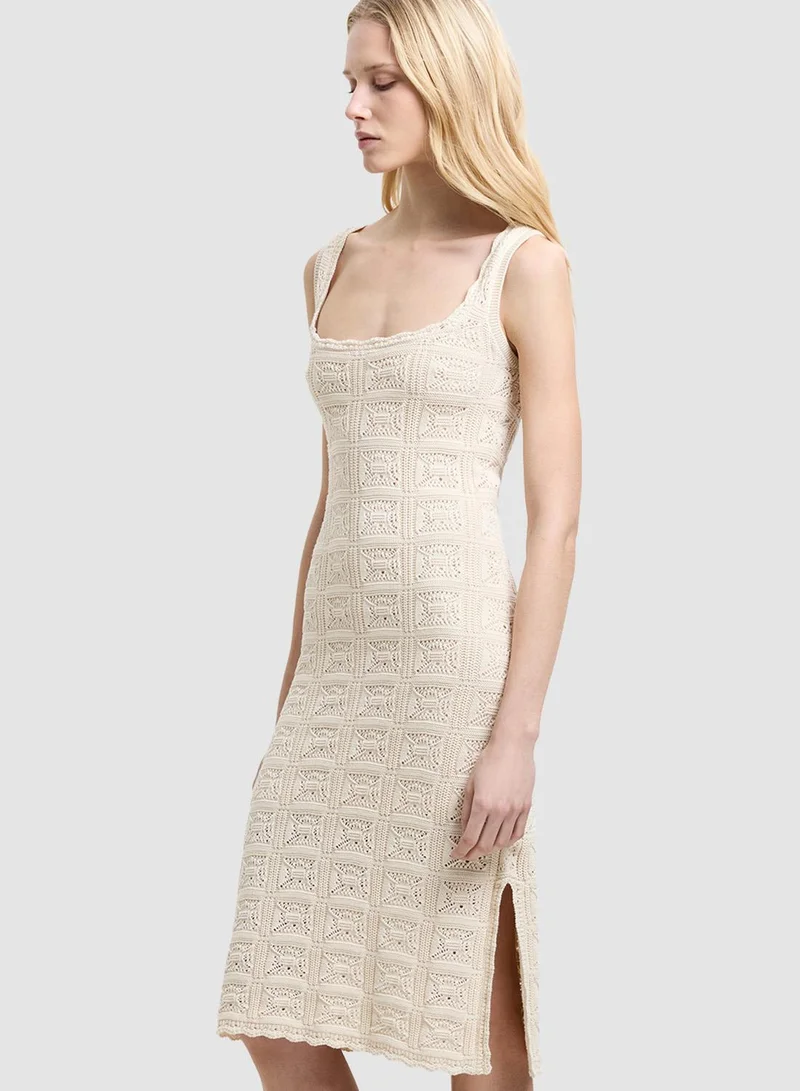 فرنش كونكشن Nellis Crochet Knit Midi Drsess